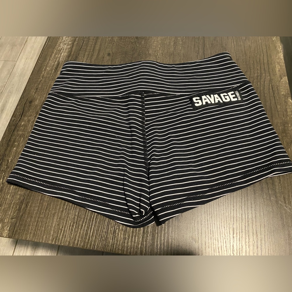 Savage Barbell booty/CrossFit shorts black and white stripe M